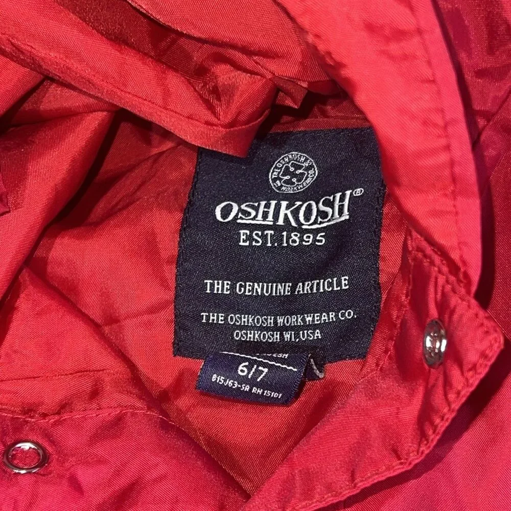 Oshkosh Hooded Pullover Rain Windbreaker Red Boys 6/7